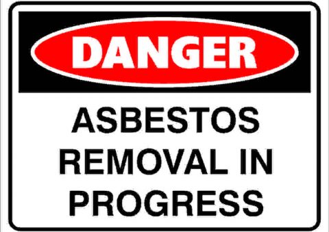 Asbestos removal sign